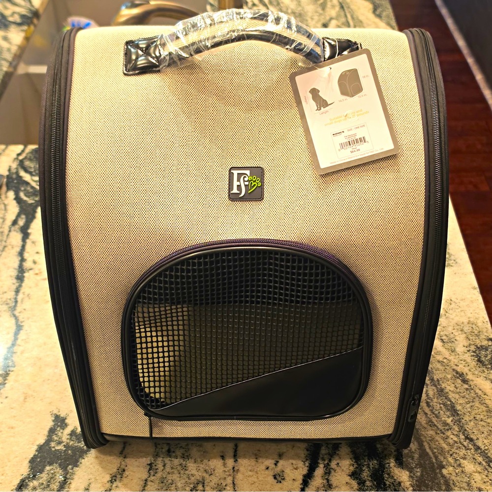 New Friends Forever Pet Backpack Carrier Small Dog Cat Beige Linen Kohl's NWT